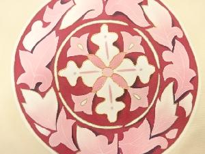 アンティーク　塩瀬丸紋に抽象花模様刺繍名古屋帯